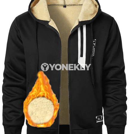 Erkekler üçin gyş ýumşak fleece zipli kapýuşonly kurtka