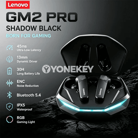 Lenovo GM2 Pro simsiz Bluetooth 5.3 gaming nauşnikler, mikrofonly