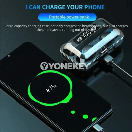 F9 simsiz Bluetooth naýnikler, 9D bassly, sport üçin mikrofonly
