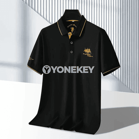Erkekler üçin dem alýan polo köýnek, gysga ýeňli, ýaz-ýazda geýmek üçin