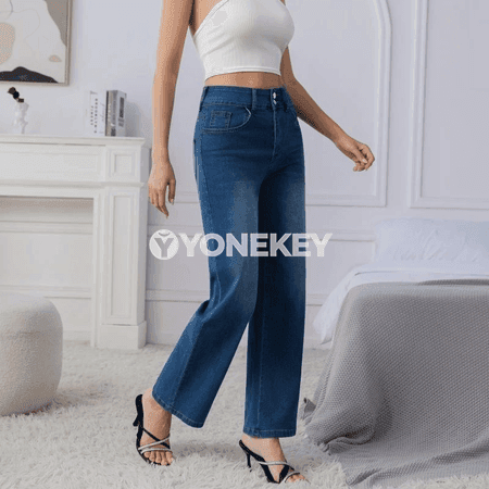 Zenanlar üçin giň ýeňli jeans balaklar, vintage stil